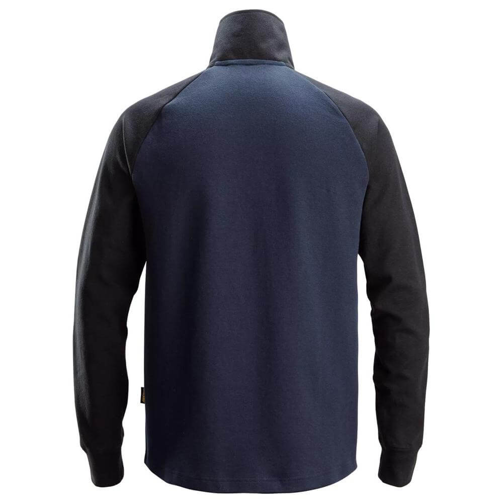 Snickers 2841 Two Coloured Half Zip Sweatshirt Navy Black back #colour_navy-black