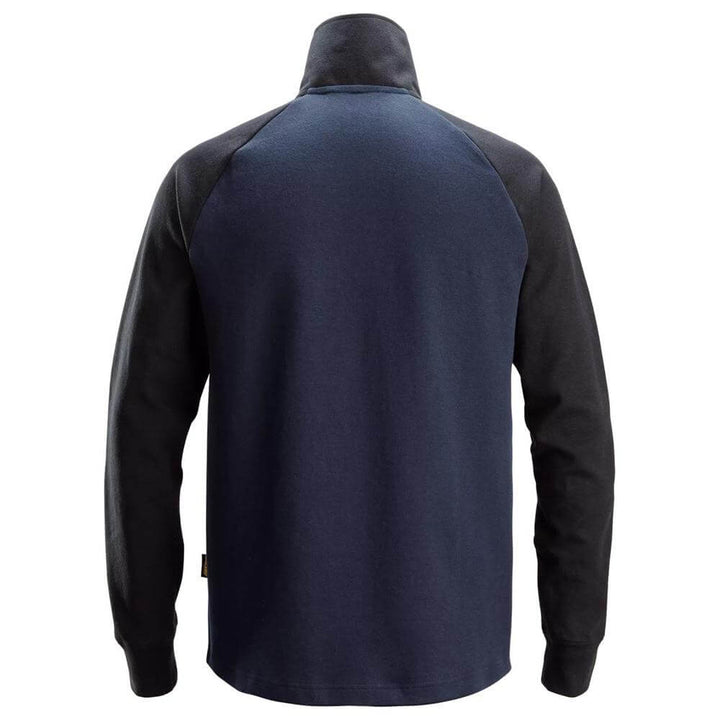 Snickers 2841 Two Coloured Half Zip Sweatshirt Navy Black back #colour_navy-black