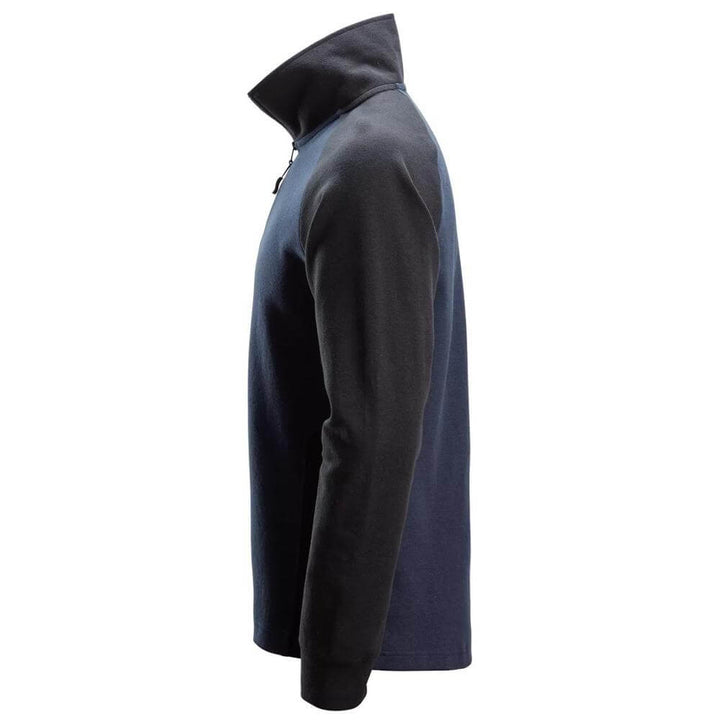 Snickers 2841 Two Coloured Half Zip Sweatshirt Navy Black left #colour_navy-black