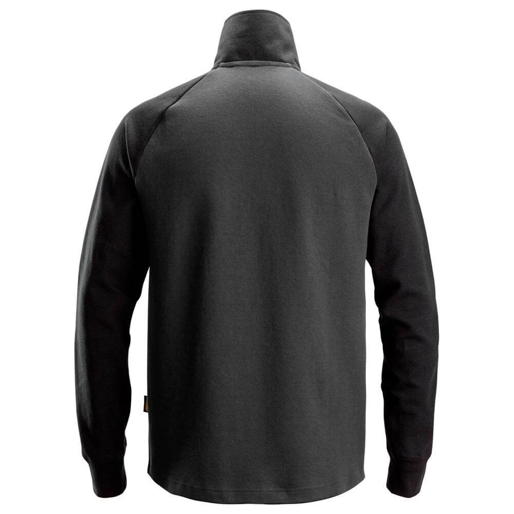 Snickers 2841 Two Coloured Half Zip Sweatshirt Steel Grey Black back #colour_steel-grey-black
