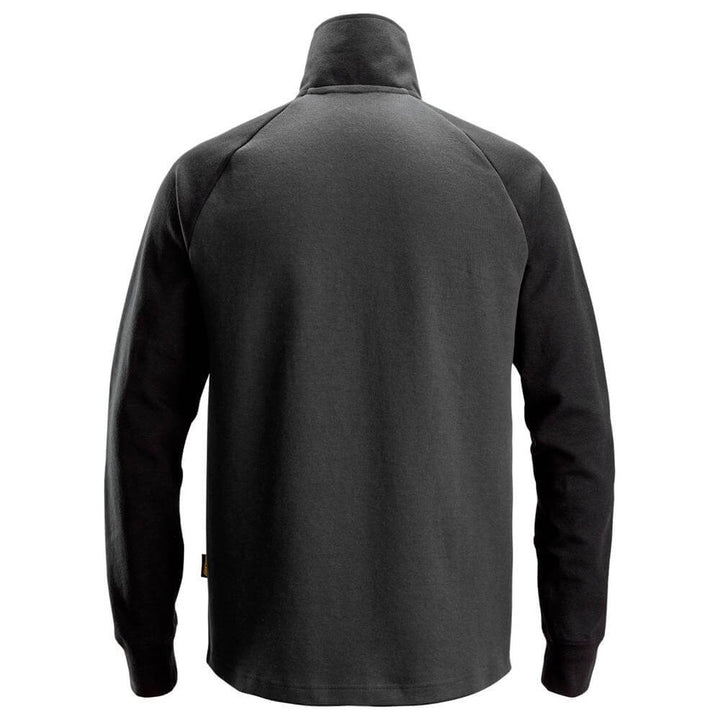 Snickers 2841 Two Coloured Half Zip Sweatshirt Steel Grey Black back #colour_steel-grey-black