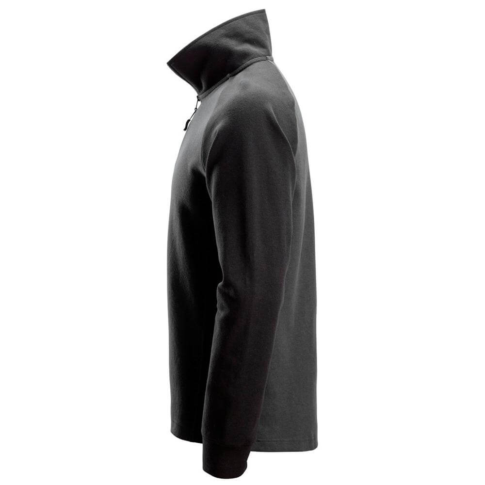Snickers 2841 Two Coloured Half Zip Sweatshirt Steel Grey Black left #colour_steel-grey-black