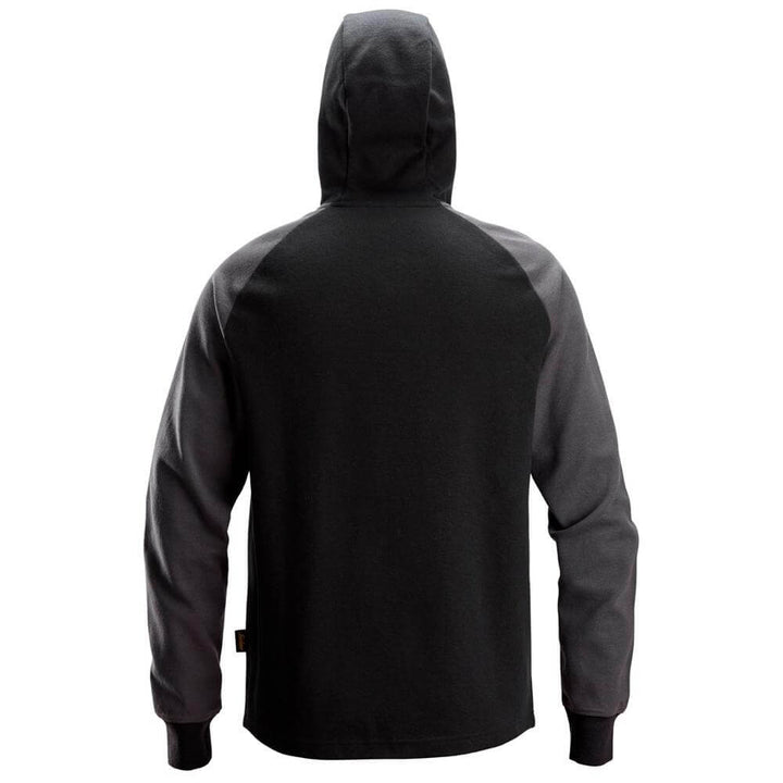 Snickers 2842 Two Coloured Half Zip Hoodie Black Steel Grey back #colour_black-steel-grey
