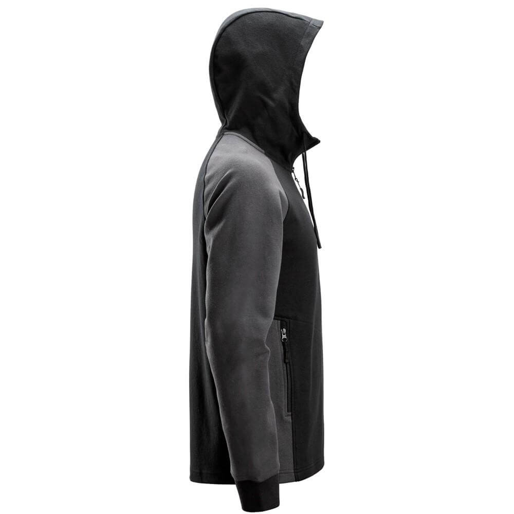 Snickers 2842 Two Coloured Half Zip Hoodie Black Steel Grey right #colour_black-steel-grey