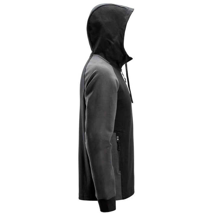 Snickers 2842 Two Coloured Half Zip Hoodie Black Steel Grey right #colour_black-steel-grey