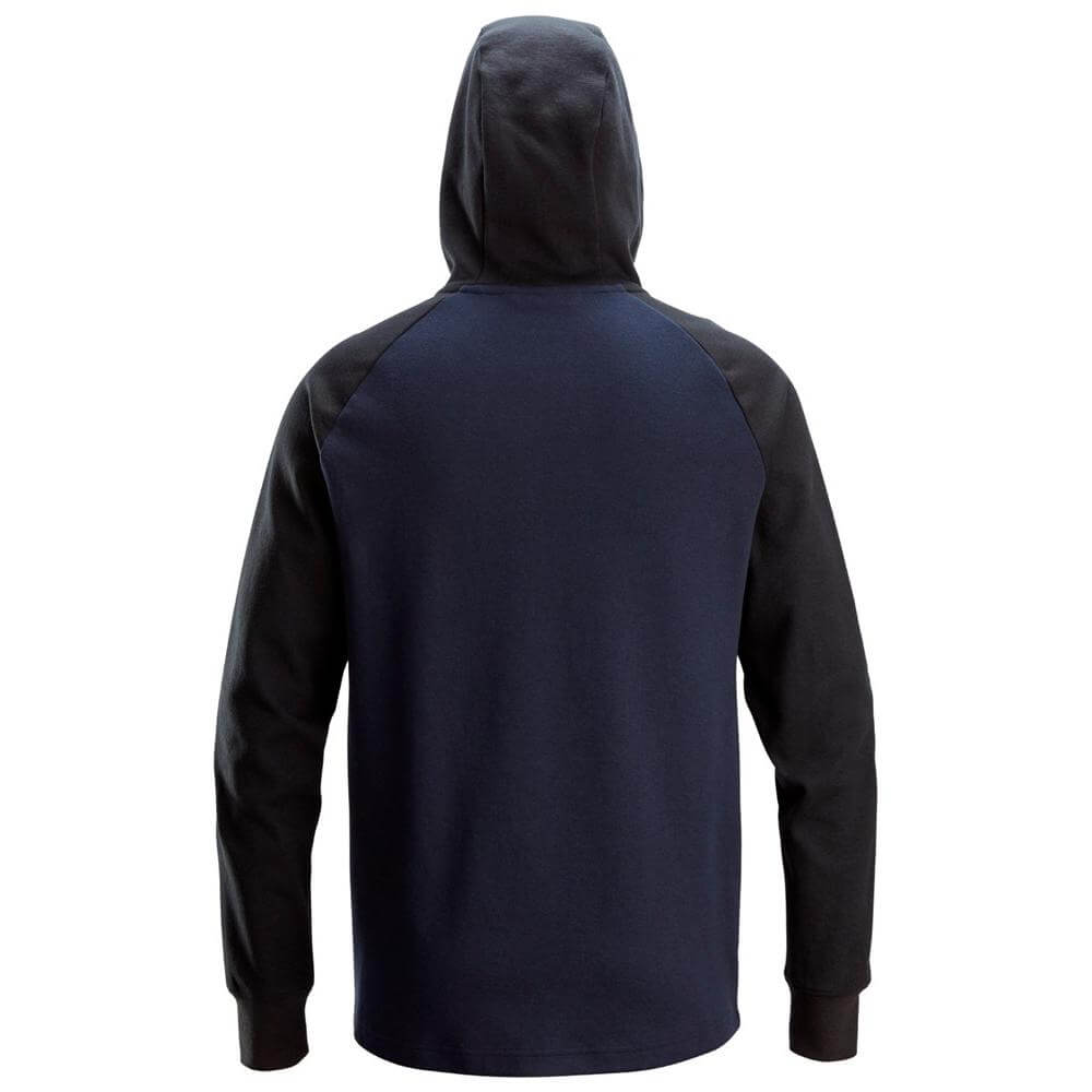 Snickers 2842 Two Coloured Half Zip Hoodie Navy Black back #colour_navy-black