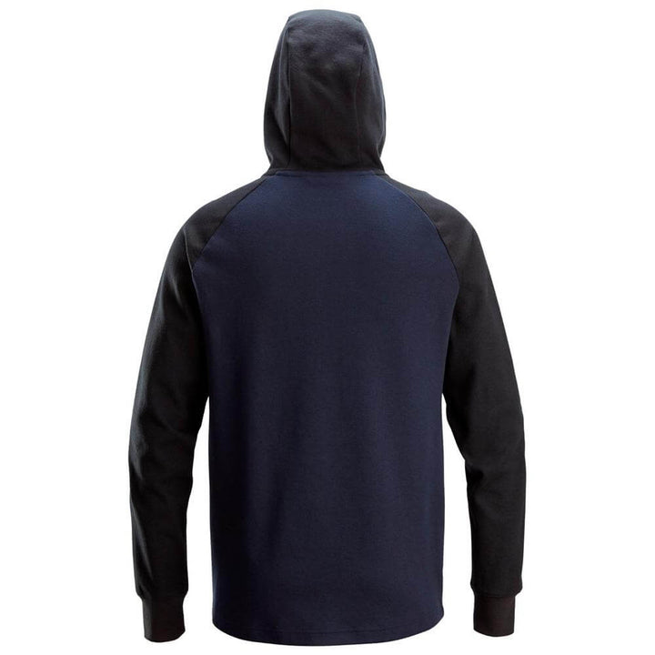 Snickers 2842 Two Coloured Half Zip Hoodie Navy Black back #colour_navy-black