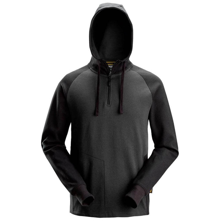 Snickers 2842 Two Coloured Half Zip Hoodie Steel Grey Black Main #colour_steel-grey-black