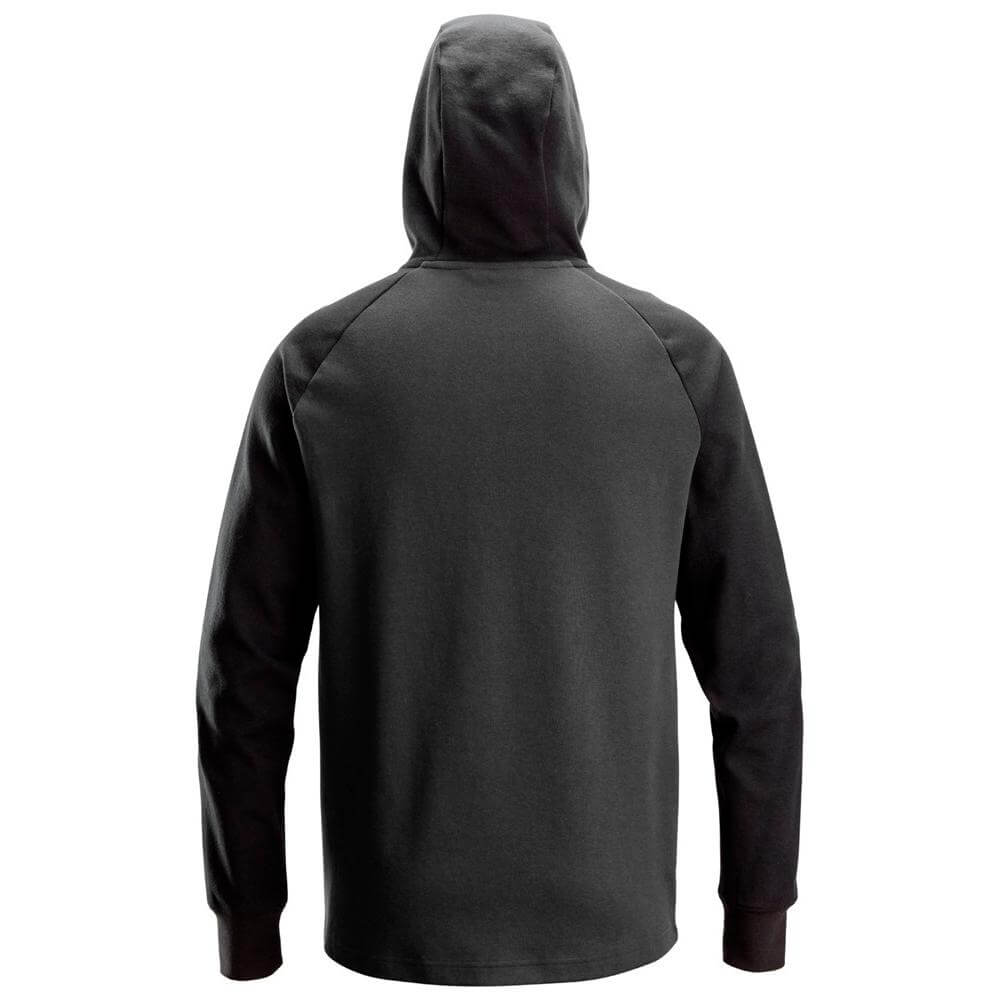 Snickers 2842 Two Coloured Half Zip Hoodie Steel Grey Black back #colour_steel-grey-black