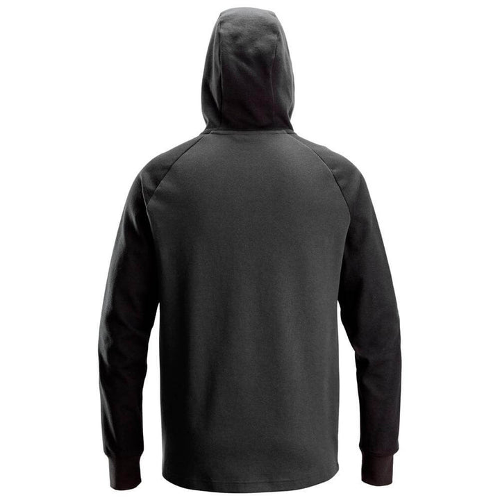 Snickers 2842 Two Coloured Half Zip Hoodie Steel Grey Black back #colour_steel-grey-black