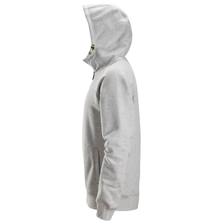 Snickers 2846 Logo Full Zip Hoodie Grey Melange left #colour_grey-melange