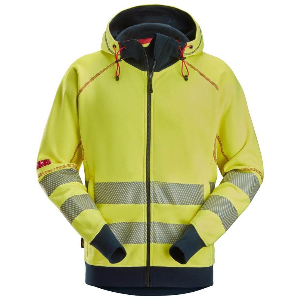 Snickers 2866 ProtecWork Arc Full Zip Hoodie High Vis Class 3 Hi Vis Yellow Navy Main #colour_hi-vis-yellow-navy