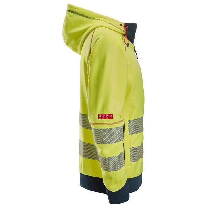 Snickers 2866 ProtecWork Arc Full Zip Hoodie High Vis Class 3 Hi Vis Yellow Navy right #colour_hi-vis-yellow-navy