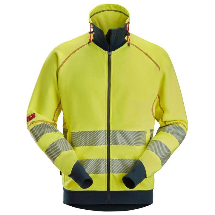 Snickers 2868 ProtecWork Arc Full Zip Sweater High Vis Class 3 Hi Vis Yellow Navy Main #colour_hi-vis-yellow-navy