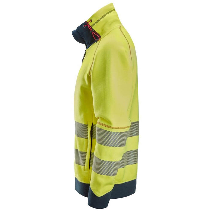 Snickers 2868 ProtecWork Arc Full Zip Sweater High Vis Class 3 Hi Vis Yellow Navy left #colour_hi-vis-yellow-navy