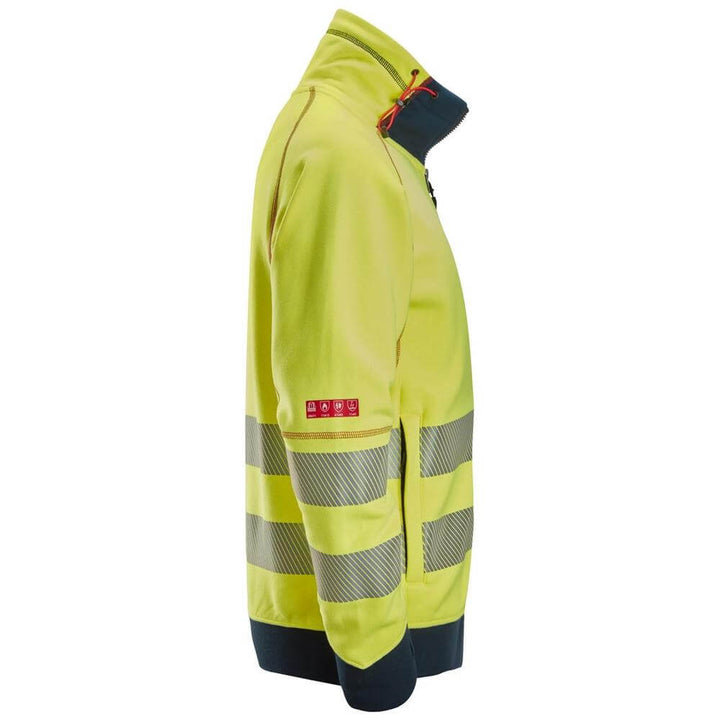 Snickers 2868 ProtecWork Arc Full Zip Sweater High Vis Class 3 Hi Vis Yellow Navy right #colour_hi-vis-yellow-navy