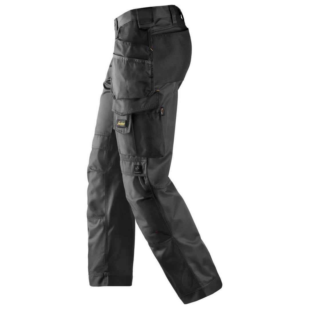 Snickers 3212 Craftsmen Loose Fit Holster Pocket Trousers DuraTwill Black Black left #colour_black-black