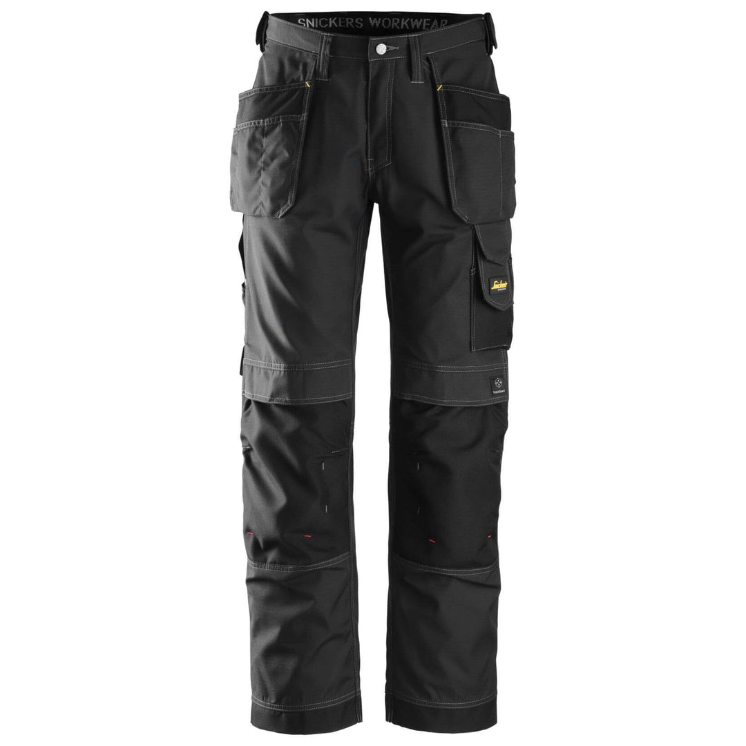 Snickers 3213 Craftsmen Loose Fit Holster Pocket Trousers Rip Stop Black Black Main #colour_black-black