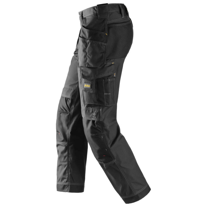 Snickers 3213 Craftsmen Loose Fit Holster Pocket Trousers Rip Stop Black Black left #colour_black-black