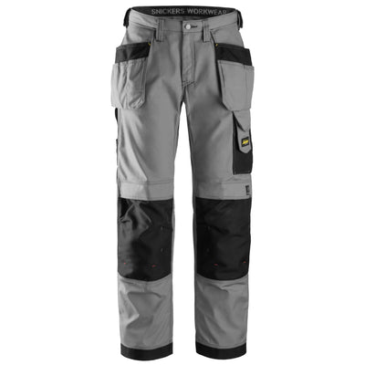 Snickers 3213 Craftsmen Loose Fit Holster Pocket Trousers Rip Stop Grey Black Main #colour_grey-black