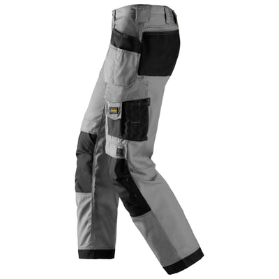 Snickers 3213 Craftsmen Loose Fit Holster Pocket Trousers Rip Stop Grey Black left #colour_grey-black
