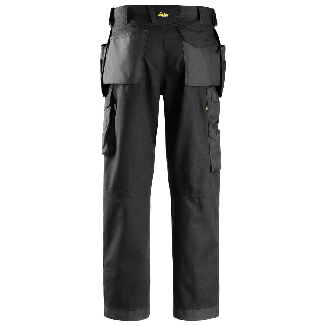 Snickers 3214 Craftsmen Loose Fit Holster Pocket Trousers Canvas+ Black Black back #colour_black-black