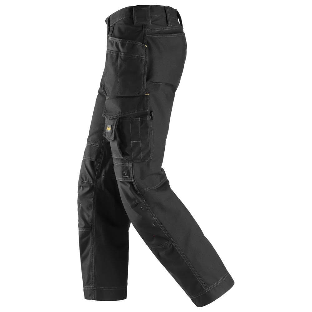 Snickers 3215 Craftsmen Loose Fit Holster Pocket Trousers Comfort Cotton Black Black left #colour_black-black