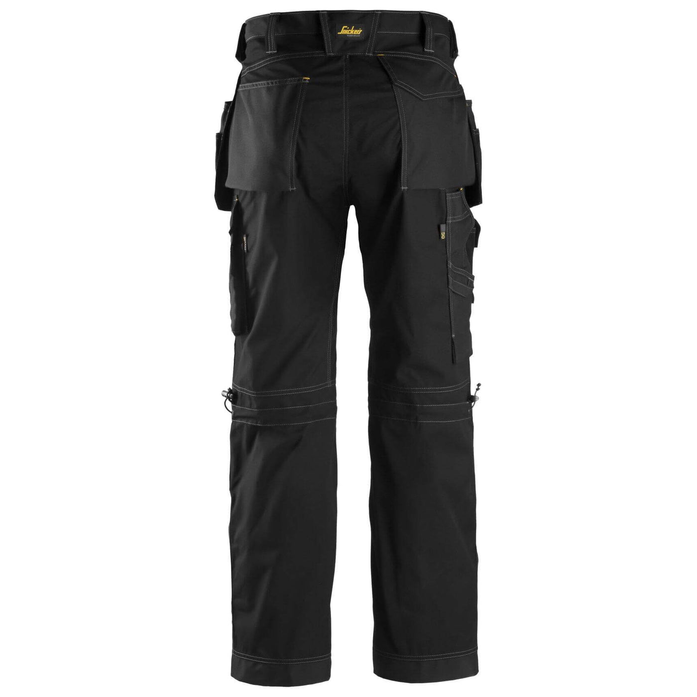Snickers 3223 Floorlayer Loose Fit Holster Pocket Trousers Rip Stop Black Black back #colour_black-black
