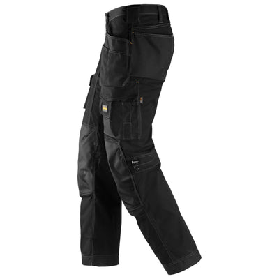 Snickers 3223 Floorlayer Loose Fit Holster Pocket Trousers Rip Stop Black Black left #colour_black-black