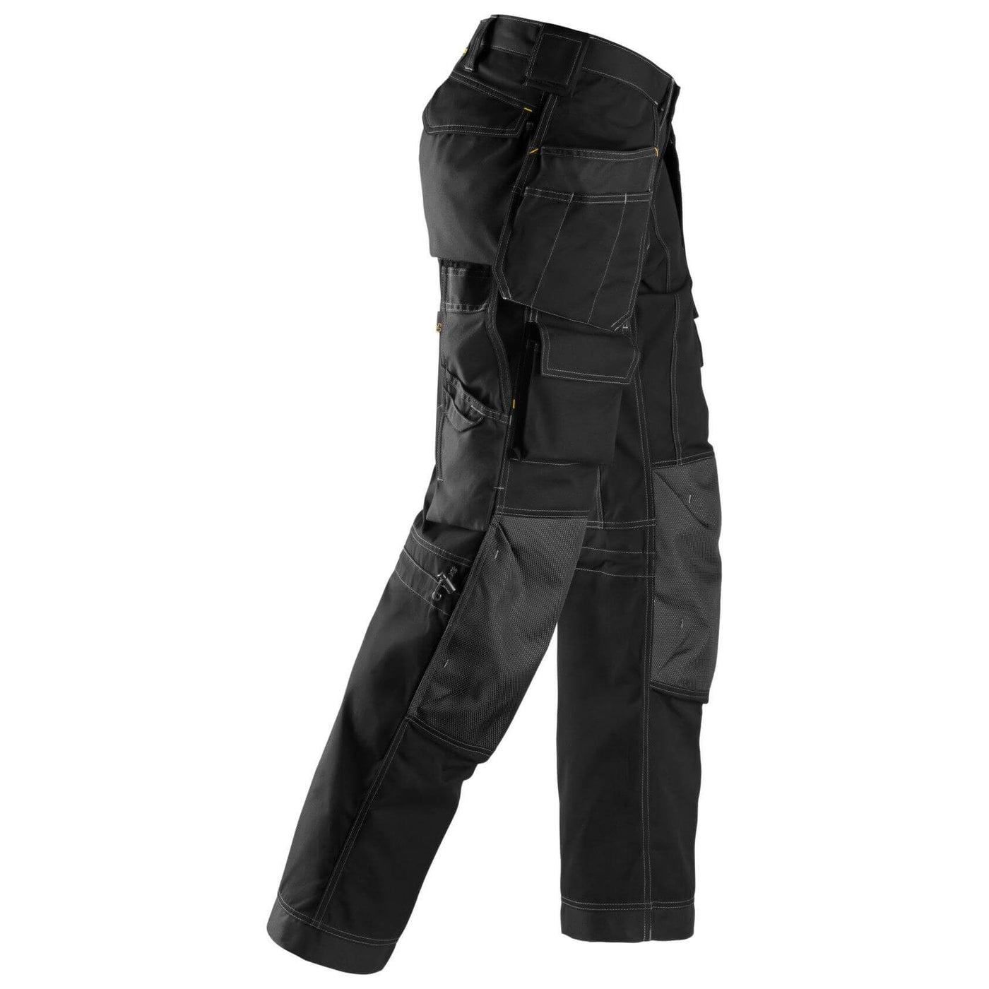 Snickers 3223 Floorlayer Loose Fit Holster Pocket Trousers Rip Stop Black Black right #colour_black-black