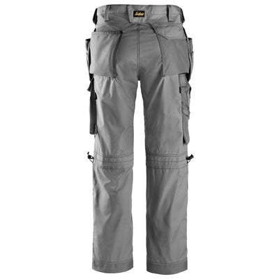 Snickers 3223 Floorlayer Loose Fit Holster Pocket Trousers Rip Stop Grey Black back #colour_grey-black