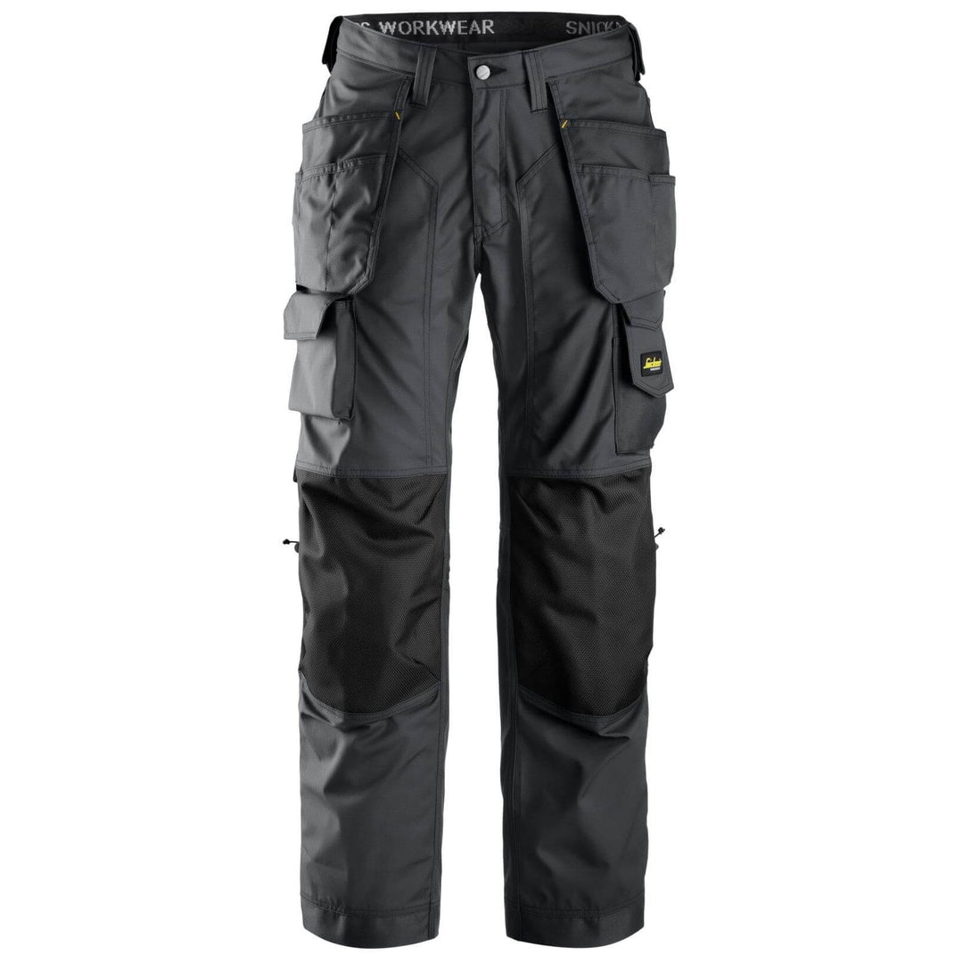 Snickers 3223 Floorlayer Loose Fit Holster Pocket Trousers Rip Stop Steel Grey Black Main #colour_steel-grey-black