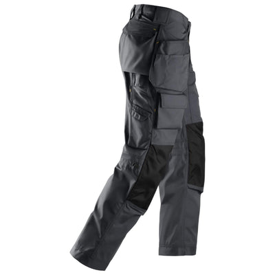 Snickers 3223 Floorlayer Loose Fit Holster Pocket Trousers Rip Stop Steel Grey Black right #colour_steel-grey-black