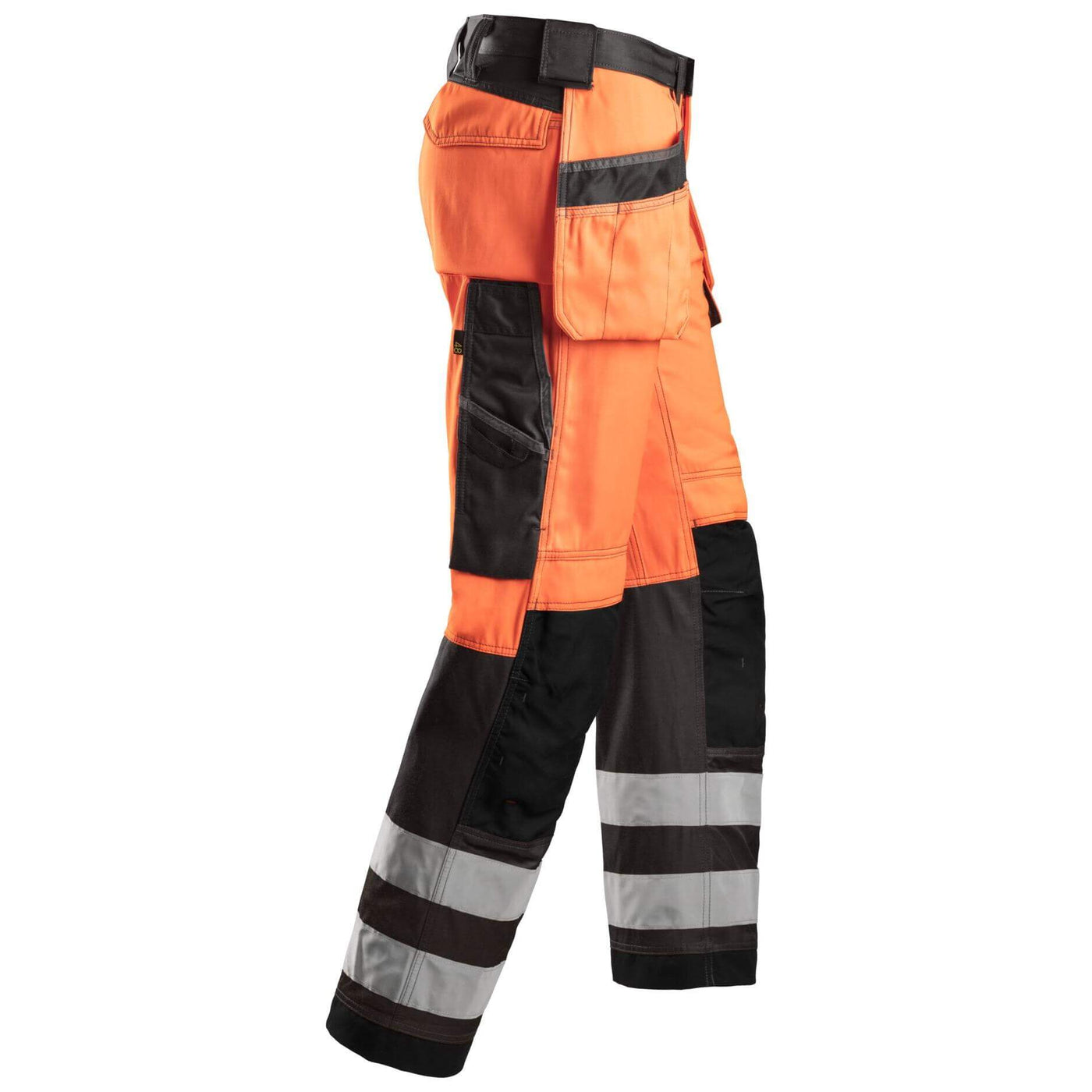 Snickers 3233 Hi Vis Loose Fit Holster Pocket Trousers Class 2 Hi Vis Orange Muted Black right #colour_hi-vis-orange-muted-black