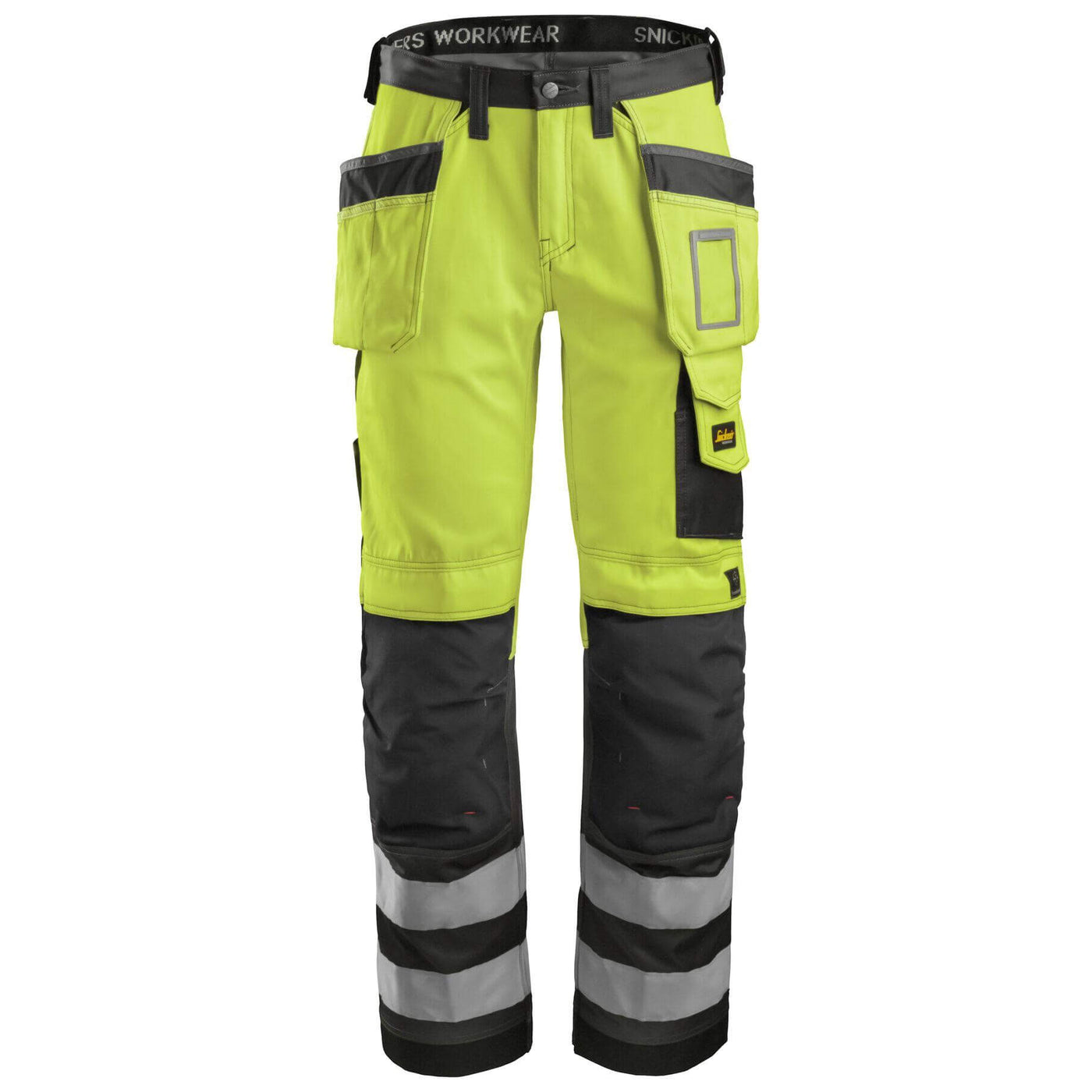 Snickers 3233 Hi Vis Loose Fit Holster Pocket Trousers Class 2 Hi Vis Yellow Muted Black Main #colour_hi-vis-yellow-muted-black