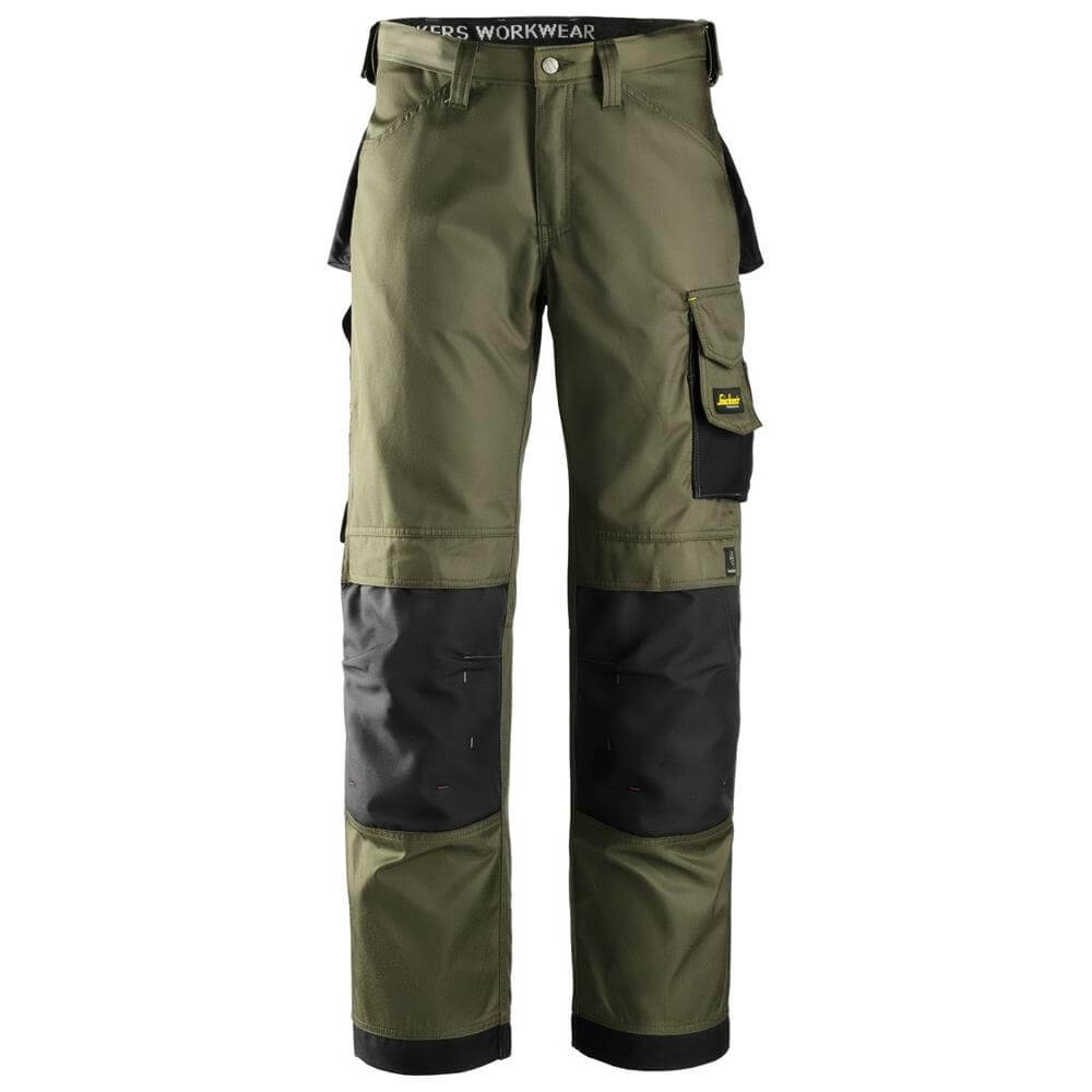 Snickers 3312 Craftsmen Loose Fit Trousers DuraTwill Olive Black Main #colour_olive-black