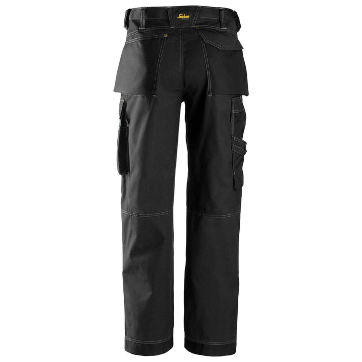 Snickers 3313 Craftsmen Loose Fit Trousers Rip Stop Black Black back #colour_black-black