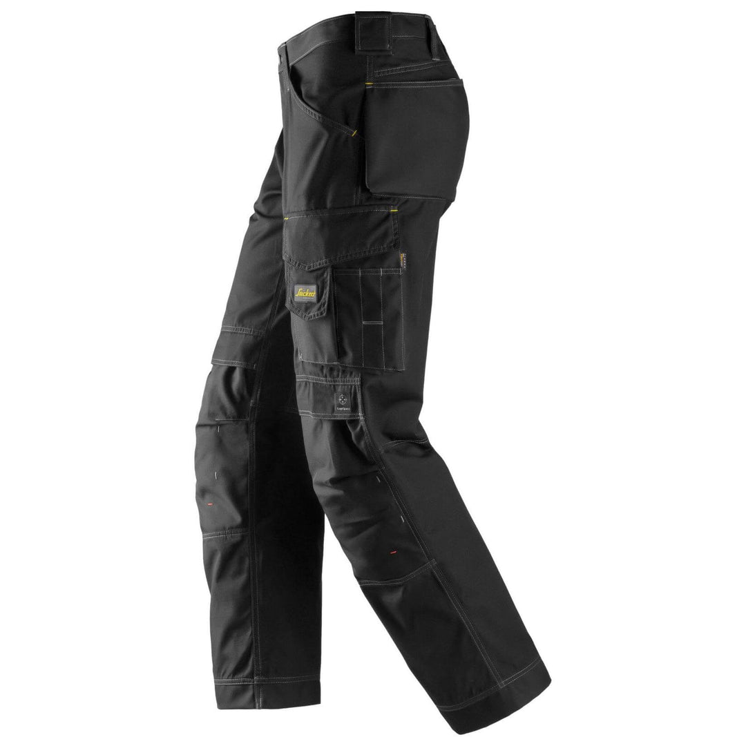 Snickers 3313 Craftsmen Loose Fit Trousers Rip Stop Black Black left #colour_black-black