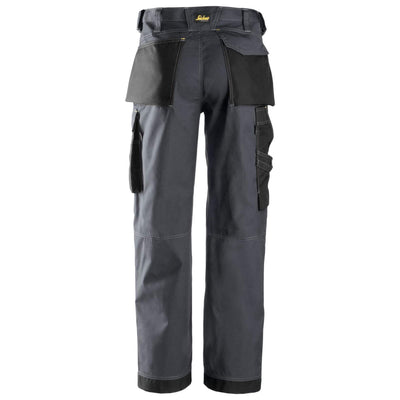 Snickers 3313 Craftsmen Loose Fit Trousers Rip Stop Steel Grey Black back #colour_steel-grey-black