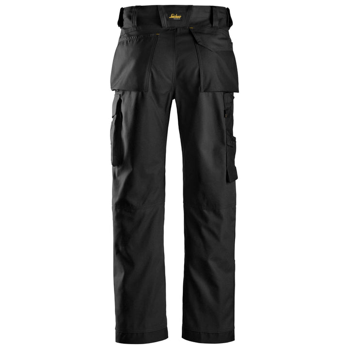 Snickers 3314 Craftsmen Loose Fit Trousers Canvas+ Black Black back #colour_black-black