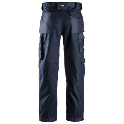 Snickers 3314 Craftsmen Loose Fit Trousers Canvas+ Navy Navy back #colour_navy-navy