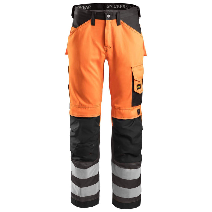 Snickers 3333 Loose Fit Hi Vis Trousers Class 2 Hi Vis Orange Muted Black Main #colour_hi-vis-orange-muted-black