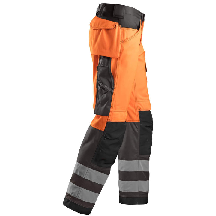 Snickers 3333 Loose Fit Hi Vis Trousers Class 2 Hi Vis Orange Muted Black right #colour_hi-vis-orange-muted-black