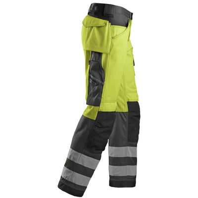 Snickers 3333 Loose Fit Hi Vis Trousers Class 2 Hi Vis Yellow Muted Black right #colour_hi-vis-yellow-muted-black