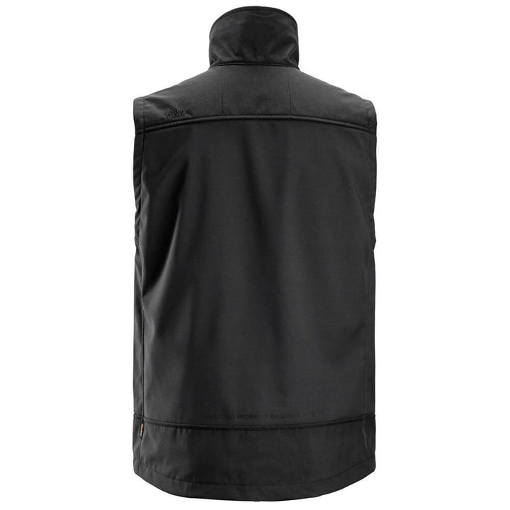 Snickers 4506 AllroundWork Softshell Stretch Vest Black Black back #colour_black-black