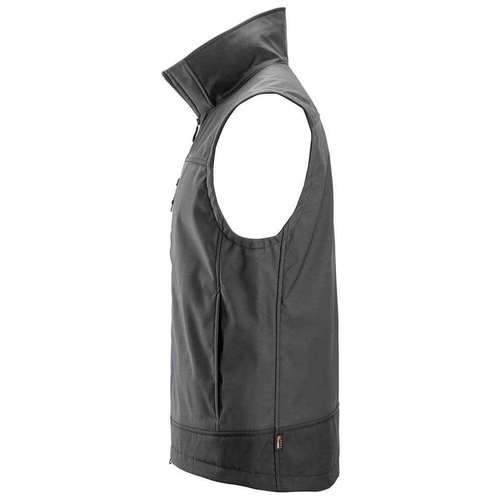 Snickers 4506 AllroundWork Softshell Stretch Vest Steel Grey Dark Steel Grey left #colour_steel-grey-dark-steel-grey