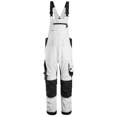 Snickers 6051 AllroundWork Stretch Bib and Brace Trousers White Black Main #colour_white-black
