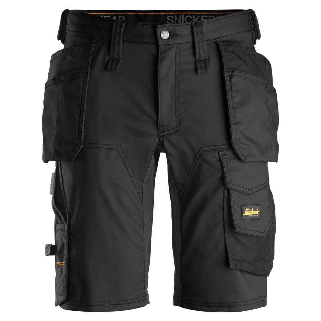Snickers 6141 AllroundWork Slim Fit Stretch Shorts with Holster Pockets Black Black Main #colour_black-black