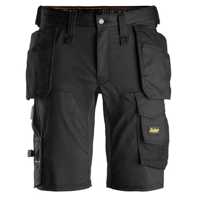 Snickers 6141 AllroundWork Slim Fit Stretch Shorts with Holster Pockets Black Black Main #colour_black-black