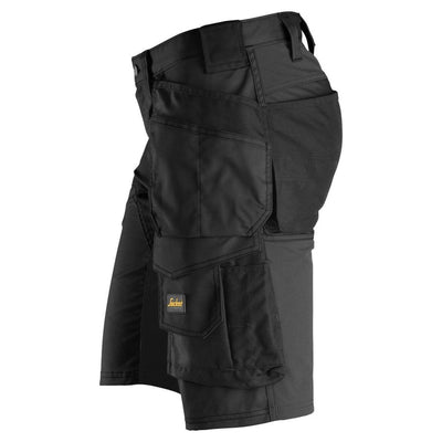 Snickers 6141 AllroundWork Slim Fit Stretch Shorts with Holster Pockets Black Black left #colour_black-black